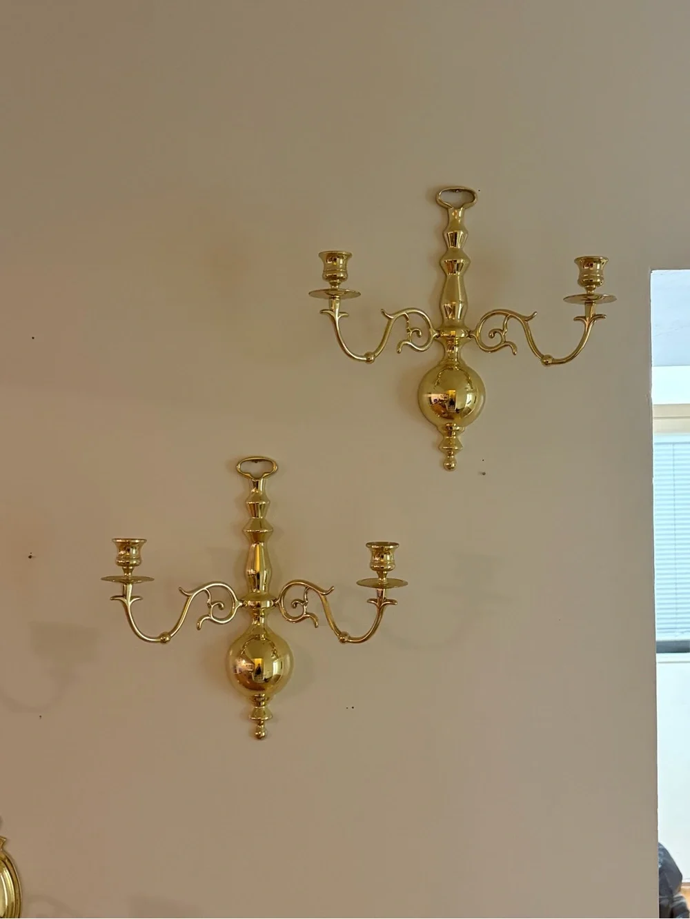 Brass Wall Sconce Pair - Polished Gold Home Wall Decor